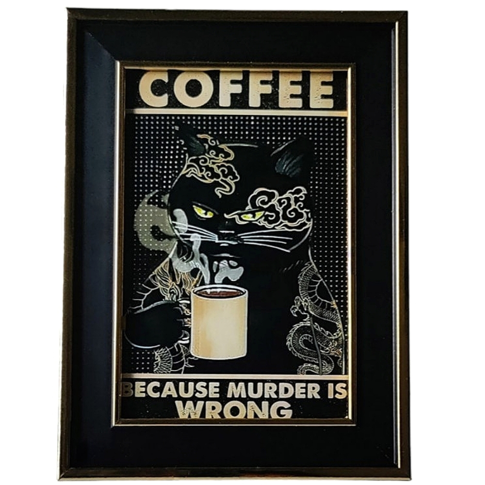 Cat Murder Is Wrong 🔪 Coffee Coffebar Kitchen Table Top Hanging Decor Cute Art